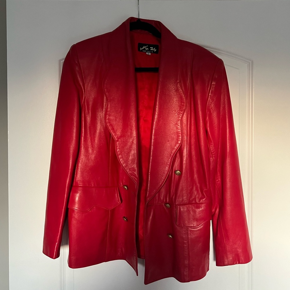 Vintage Red Leather Blazer - Picture 1 of 4